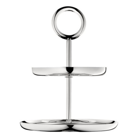 Porte-mignardises 2 compartiments en métal argenté